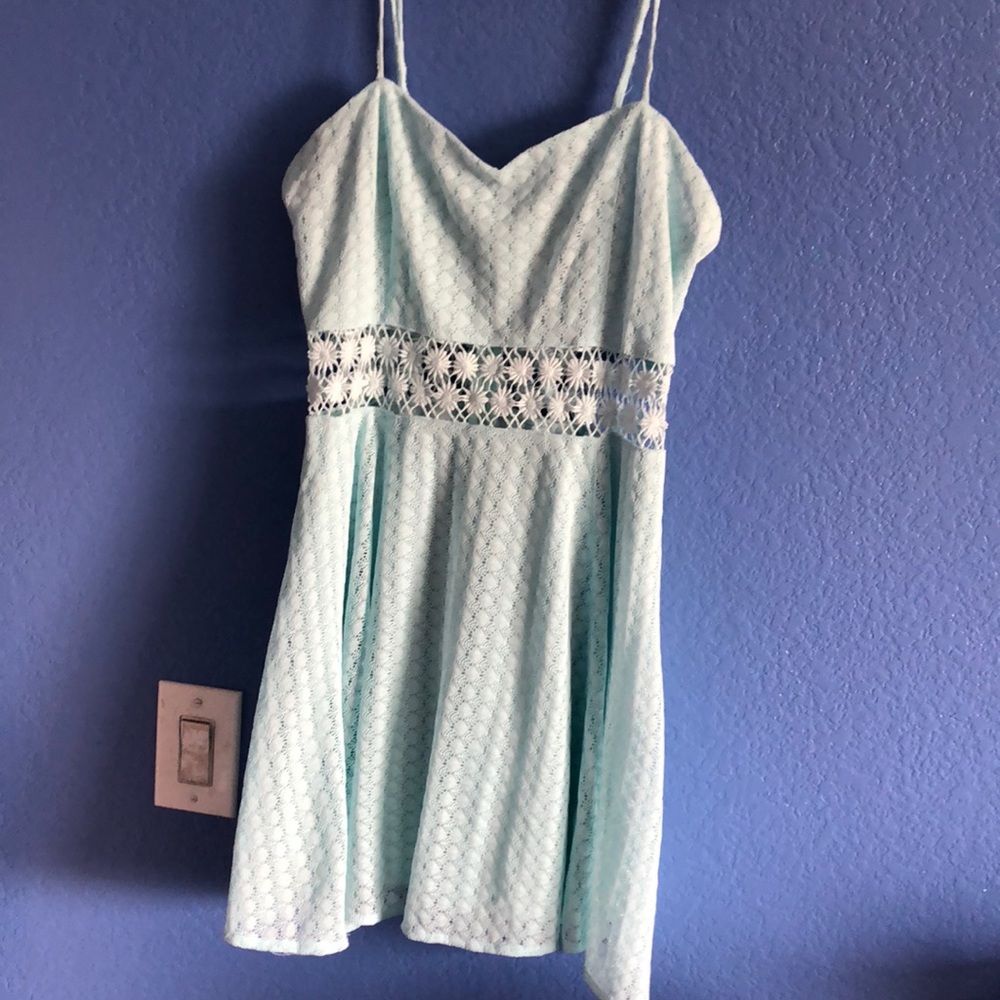 Pale blue crochet spring dress